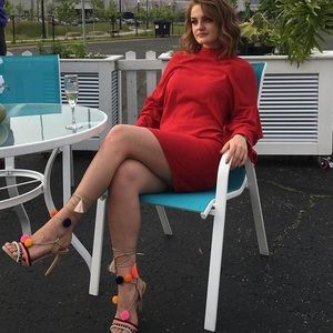 Nude Neon Pom Pom Express High Heal Lace Up shoes